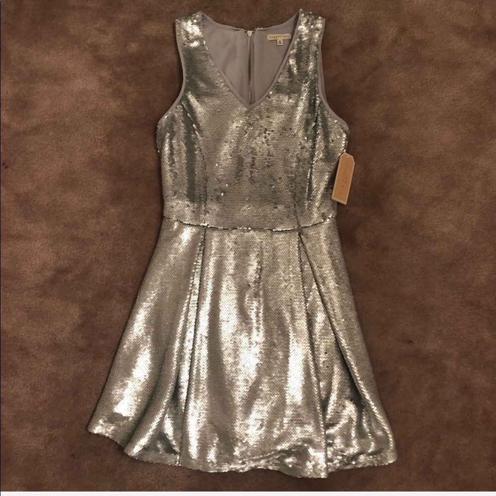 #56 Girl’s Copper Key Silver Sequin Dress
